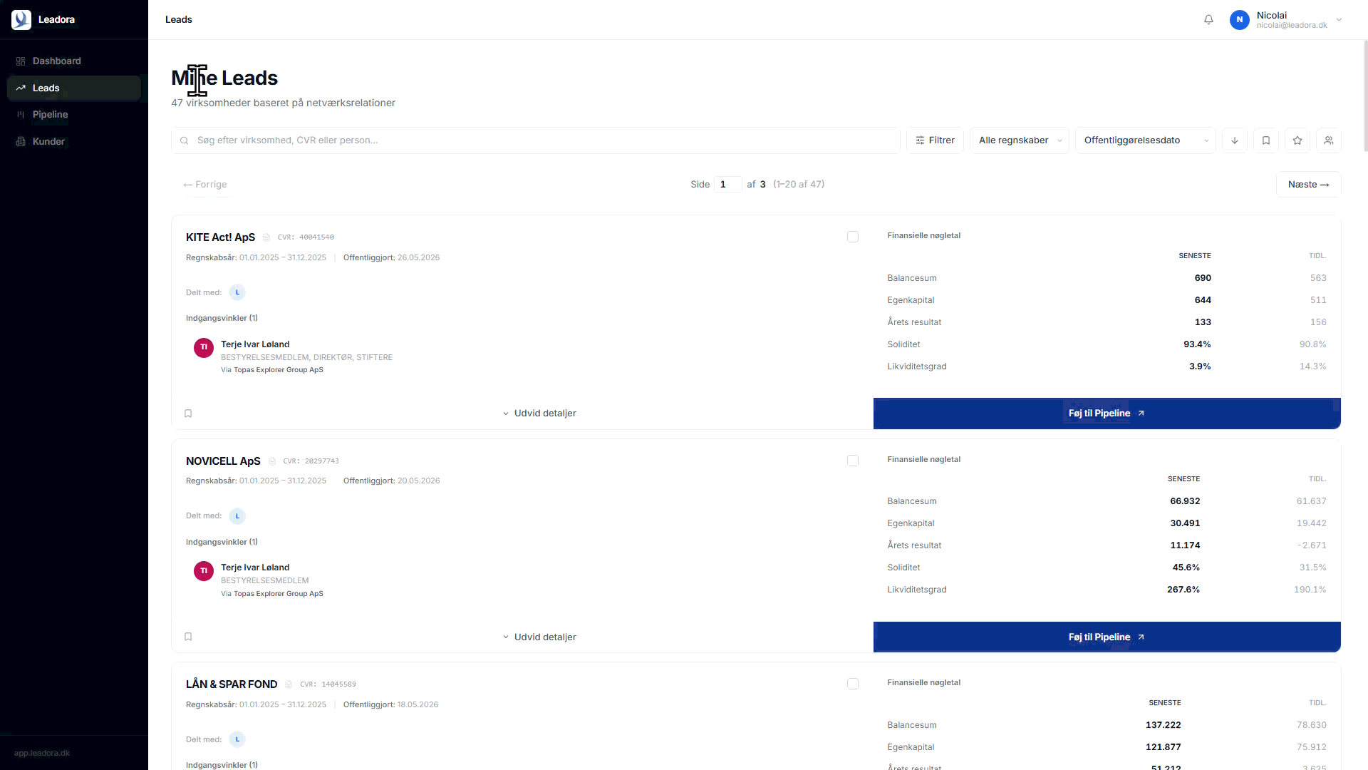 Filtrer og udvidede detaljer
